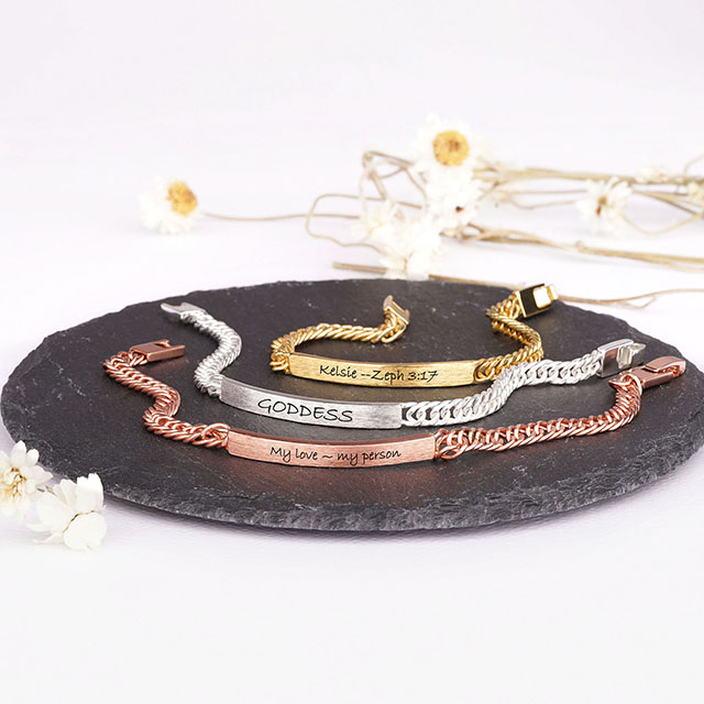 Inspirational bracelet Gold Silver Plated Personalized Engraved Customized inspirational bracelet