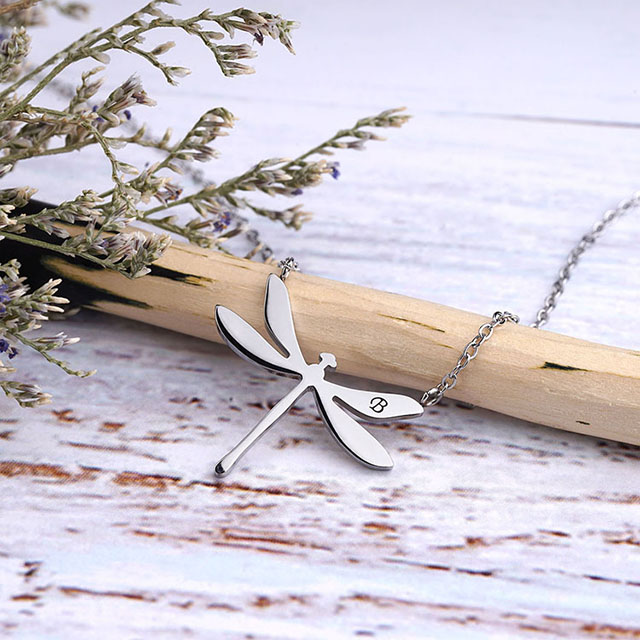 Dainty Initial Dragonfly Necklace for Women Stainless Steel Dragonfly Pendant Letter Name Necklaces Personalized Initial Necklace Dragonfly Jewelry Gifts for Women Girls