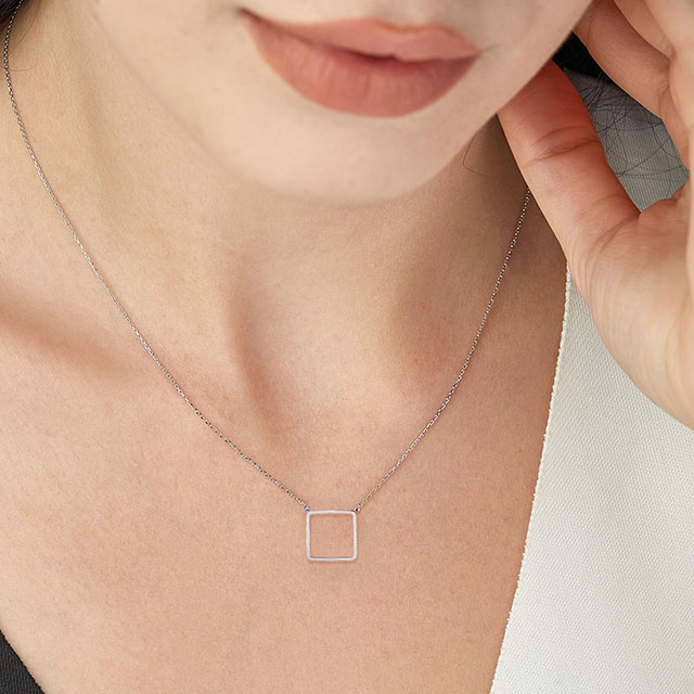Geometric necklace in gold, silver and rose gold. Fashion women's jewelry gift.
