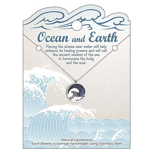 Gemstone Wave Necklace for Women Mother of Pearl Turquoise Pendant Necklace Dainty Circle Ocean Wave Necklaces for Women Girls Surfer Beach Jewelry Gifts