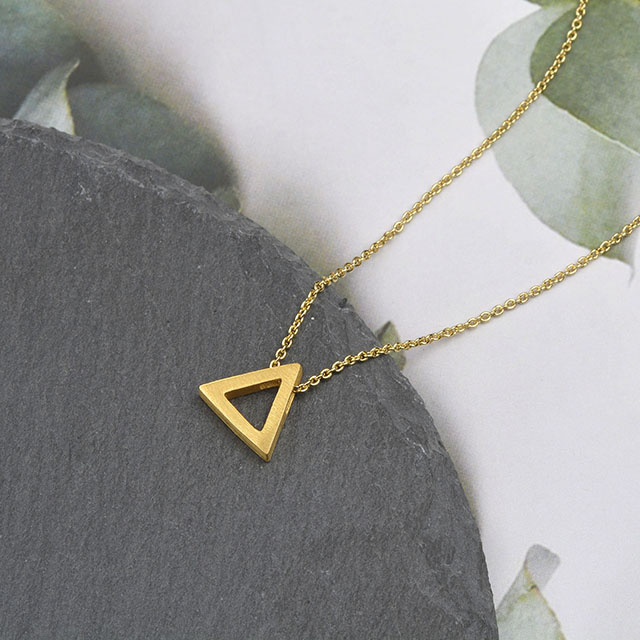 Gold, silver geometric necklace. Triangle，round, square necklace, fashion women's jewelry gift.