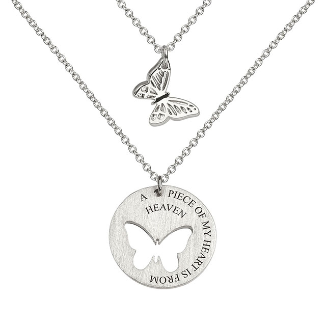 2PCS Butterfly Necklaces for Women Girls Silver Gold Plated Butterfly Matching Necklaces for Best Friends Mother Daughter Butterfly Cutout Pendant Necklace 