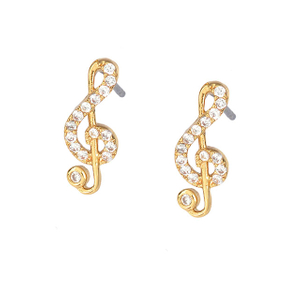 Musical Note Pendant Earring Cubic Zirconia Jewelry Gifts for Music Lover 