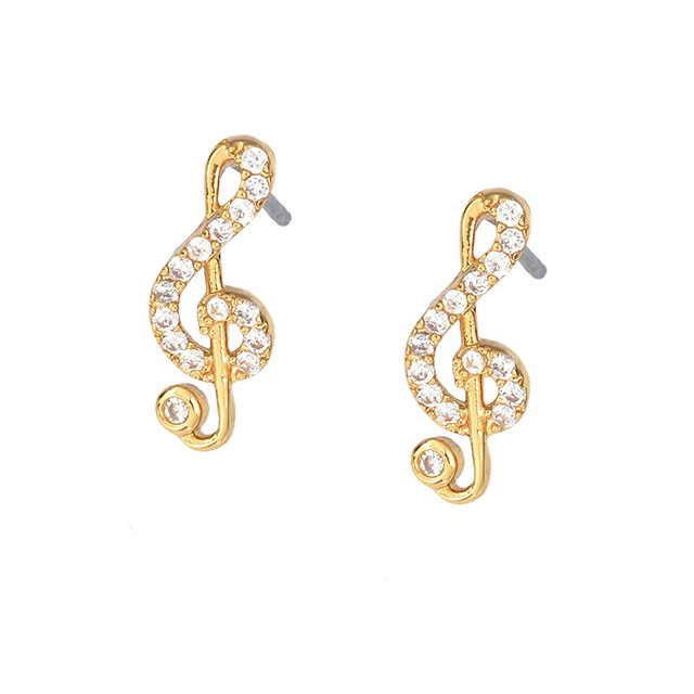 Musical Note Pendant Earring Cubic Zirconia Jewelry Gifts for Music Lover 