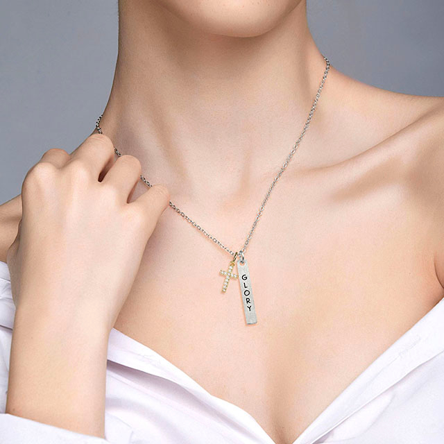 Cross Necklace for Women siver Plated Faith Hope Love Believe Cross Pendant Necklace Guardian for Women Girls Religious Jewelry Gifts 