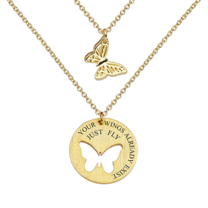 2PCS Butterfly Necklaces for Women Girls Gold Plated Butterfly Matching Necklaces for Best Friends Mother Daughter Butterfly Cutout Pendant Necklace 