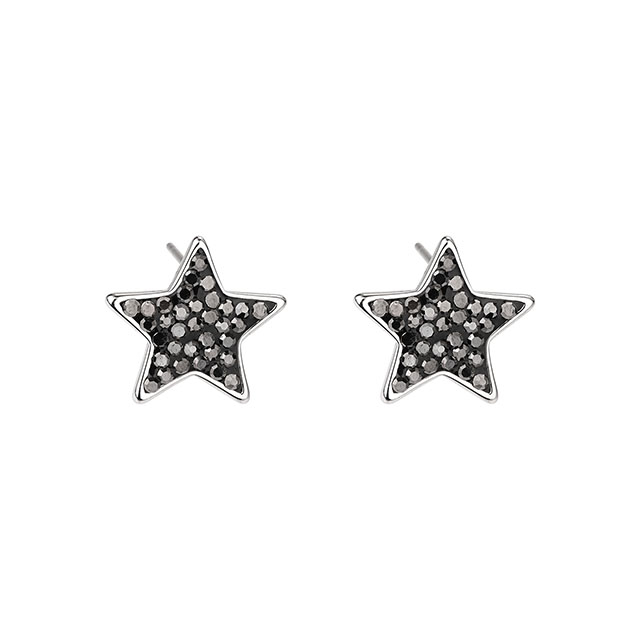 Moon and Star earring for Women Silver Plated Dainty Black Crystal Moon earring Crescent Moon Star Geometric Pendant Jewelry Gift