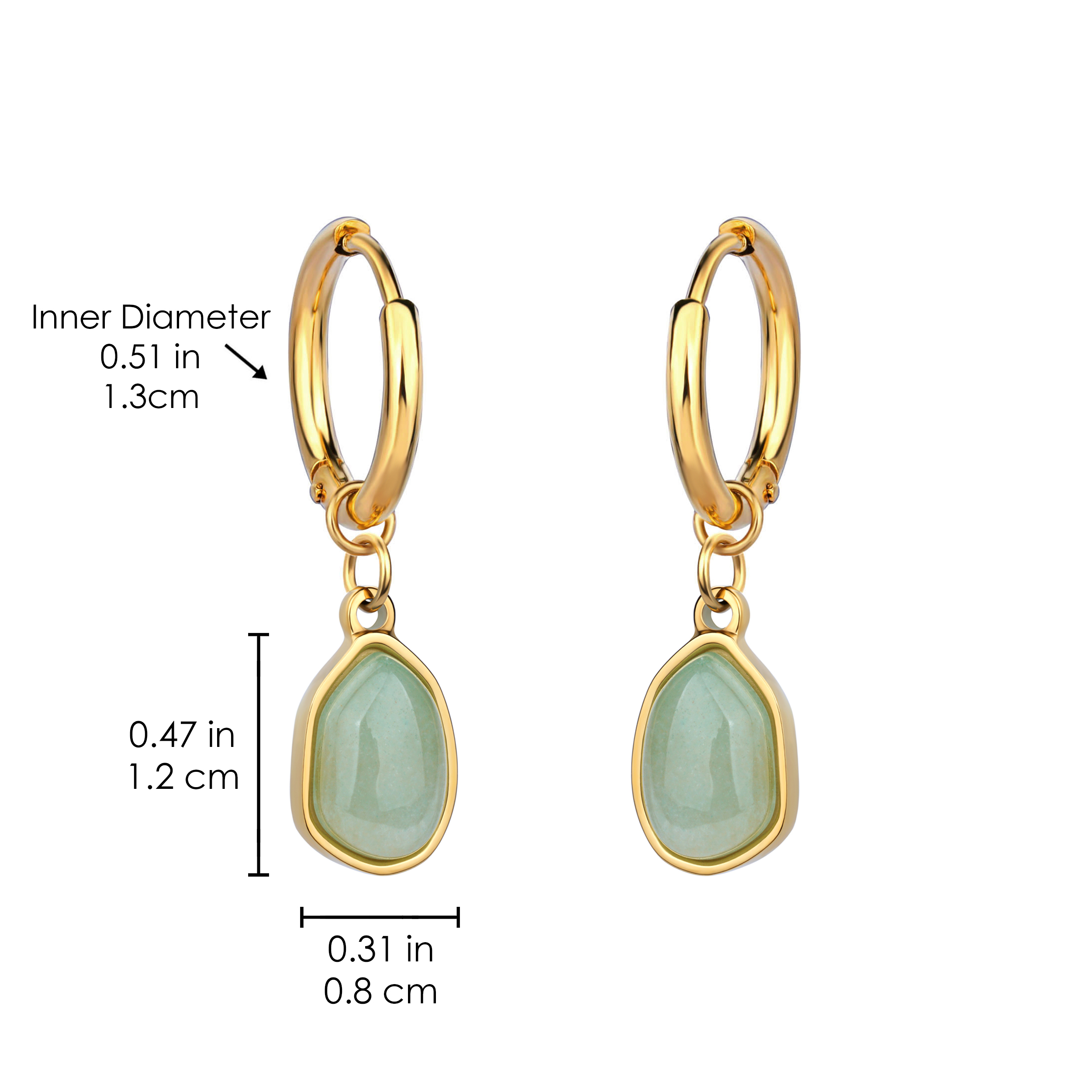 Custom Stainless Steel Natural Stone Oval Pendant Earring