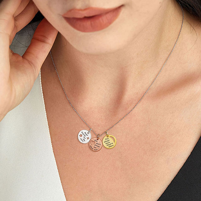 Engraved Good Friends Are Like Stars Coin Charm Necklace