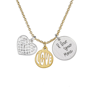 I Love You More Necklaces for Girls Dainty Cubic Zirconia Love Heart Pendant Charm Necklace