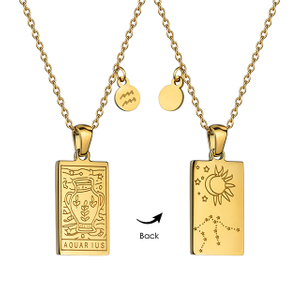 Custom Wholesale 12 Zodiac Gold Plated Stainless Steel Necklace Jewelry