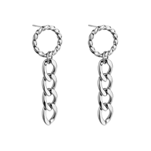 Stainless Steel Punk Cuban Link Chain Drop Earrings Long Tassel Earrings 