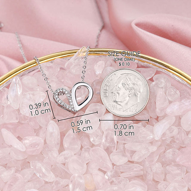 Custom Bling Heart Zircon Love Pendant Necklace Gold Plated Hollow Heart Pendant Necklace