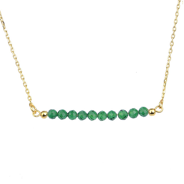 Birthstone Bar Necklaces for Women Gold Plated Dainty Created Amethyst Aquamarine Emerald Sapphire Crystal Gemstone Beaded Bar Necklace Pendant 