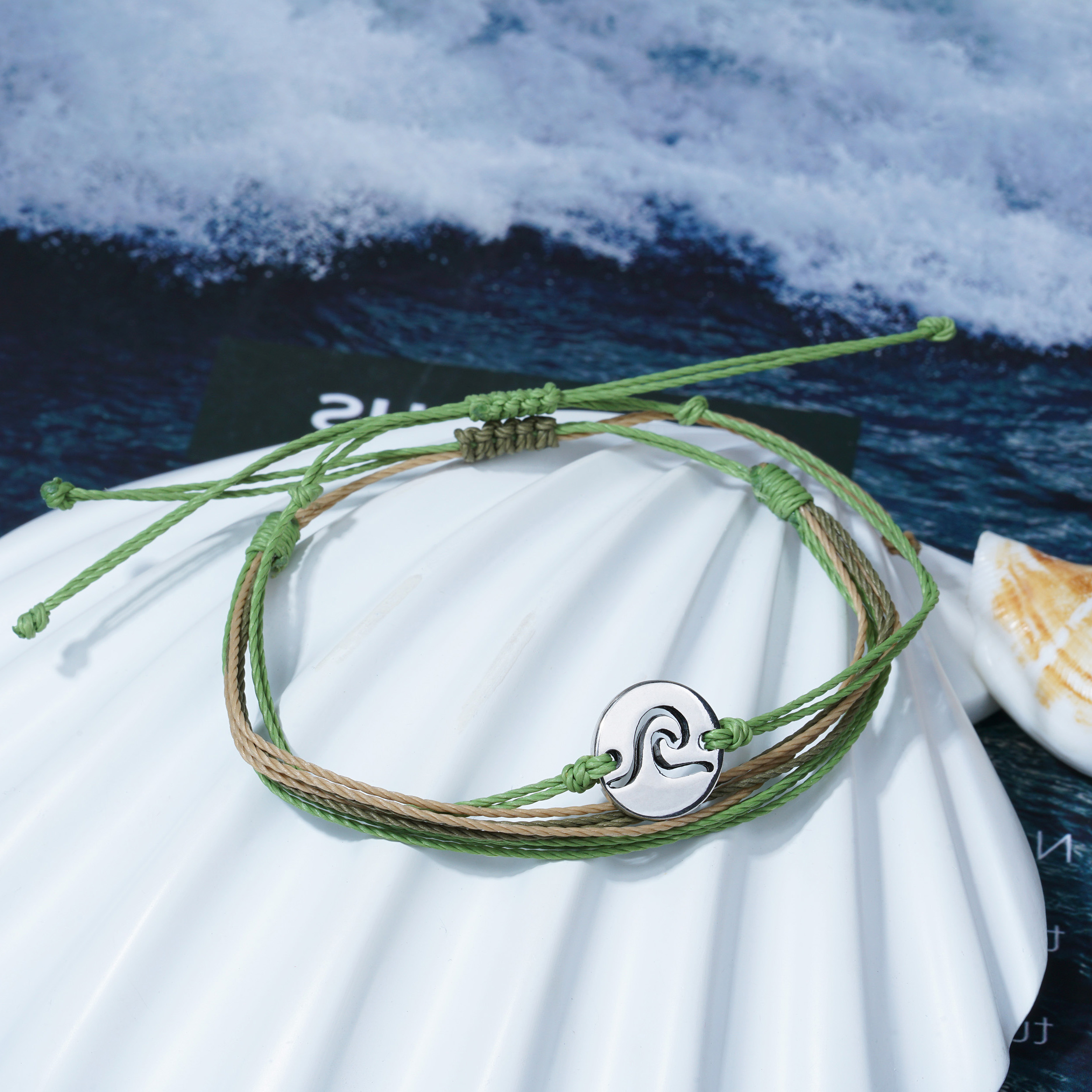 Ocean Wave Charm Double Layered Adjustable Summer Bracelets 