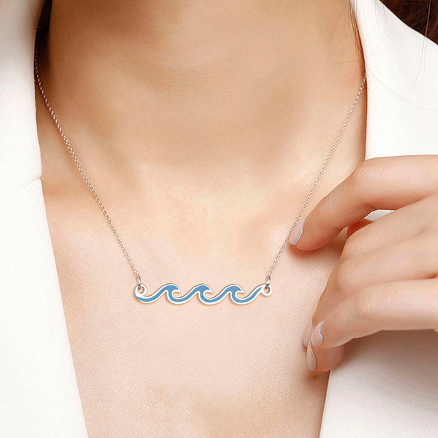 Wave Necklace Gold Silver Plated Ocean Wave Necklace Dainty Beach Choker Necklaces for Women Teen Girls Surfer Jewelry Gifts Boho Summer Necklace