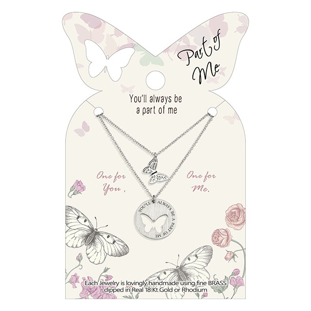 2PCS Butterfly Necklaces for Women Girls Silver Gold Plated Butterfly Matching Necklaces for Best Friends Mother Daughter Butterfly Cutout Pendant Necklace 